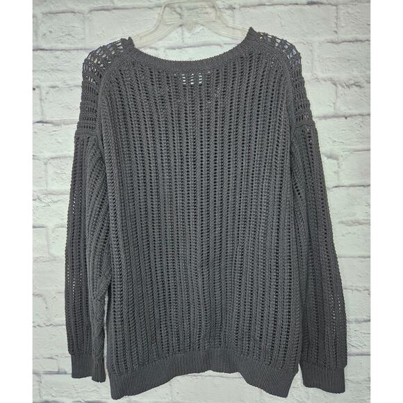 Aritzia Wilfred Free mesh cotton boatneck black afterglow sweater Medium. - Picture 5 of 9